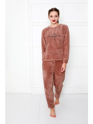 Kadın Peluş Pijama Takımı Ikili Takım