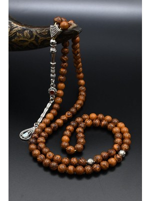 Doğal Jasper Taşlı 99'lük Tesbih Metal Püsküllü 6mm Küre Kesim 902272