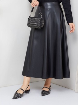 Mevlana Model Deri Etek Siyah