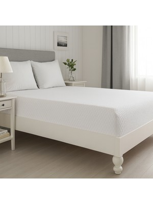 Lucy and Home Beyaz Lastikli Havlu Çarşaf Baklava Desenli 160 x 200 cm %80 Pamuk %20 Polyester Kumaş