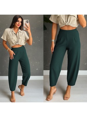 Moderie Butik Kadın Yüksek Bel Krep Pantolon