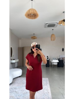 Moderie Butik Kadın Polo Yaka Mini Elbise