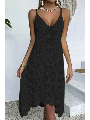 Moderie Butik Kadın Ince Askılı Triko Elbise