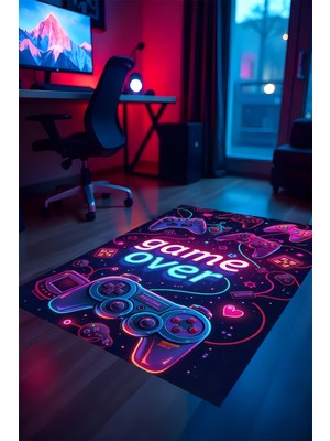 Gaming Halı Dijital Baskı Oyun Odası Halısı Kaymaz Taban Yıkanabilir Gamer Modern Tasarım
