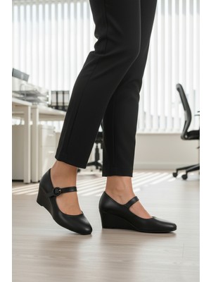 Siyah Cilt Dolgu Topuklu Kadın Topuklu Ayakkabı 312478 Z