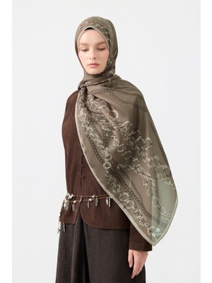 Cotton Twill Şal Loop Line Sütlü Kahve