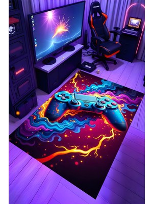 Gaming Halı Dijital Baskı Oyun Odası Halısı Kaymaz Taban Yıkanabilir Gamer Modern Tasarım