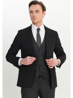 Altınyıldız Classics Slim Fit Dar Kesim Mono Yaka  Kapak Cepli Yelekli Takım Elbise