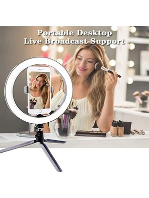 Smayling LED Ring Light Vlog/canlı Yayın Halka Işık – Tripodlu, Telefon Tutuculu, 3 Renk Modu, USB Kontrollü Masaüstü Set