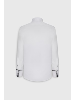 Slim Fit Dar Kesim %100 Pamuk Ata Yaka Gömlek