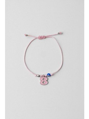 8 Sayısı Ikonlu 18 Ayar Beyaz Altın Kaplama Ayarlanabilir Ipli Bileklik