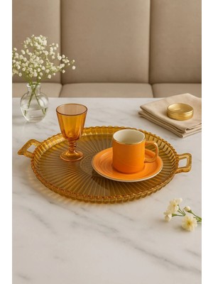 Yzhome Mika Kristal Kulplu Sunum Tepsisi Organizer Düzenleyici Tepsi 36*30CM