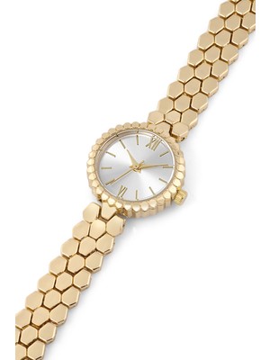 Spectrum Premium Minimal Kasa Yuvarlak Kadran Yılan Derisi Desenli Metal Kordon Kadın Kol Saati