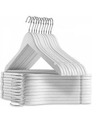 Ahşap Görünümlü Plastik Askı Kıyafet ve Elbise Askısı 6'lı Beyaz