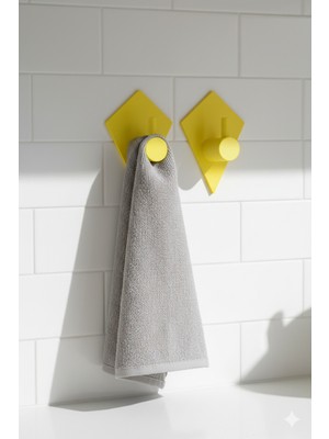 2’li Askılık Kapı Arkası, Duvara Monte, Dayanıklı Malzeme, Sarı