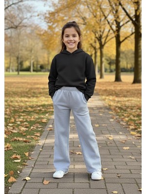 Çift Cepli Geniş Paça Kız Eşofman Altı