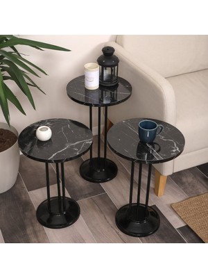 Marbella Zigon Sehpa Mdf Tabla Alt Mekanizma Demir Siyah Renk