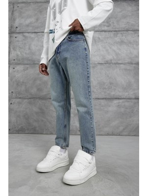 Lacivert MB Boyfriend Kalıp Taşlamalı Jean