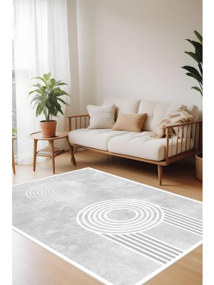 Bohem Gri Halı - Dijital Yıkanabilir Kaymaz Taban Leke Tutmaz Salon Halısı Mutfak Halısı ve Yolluk