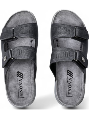 Enova Şık ve Rahat Erkek Terlik –  kaymaz Taban-Gri