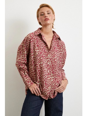 Leopar Desen Javanez Gömlek Yeşil