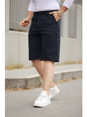 Erkek Beli Bağcıklı ve Düğmeli Bezayağı Kumaş Şort