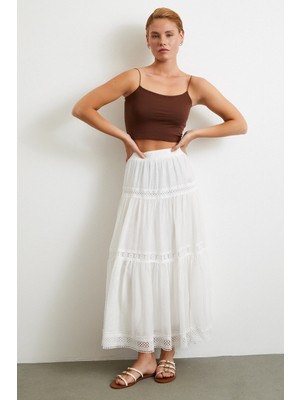 Dantelli Maxi Etek Beyaz