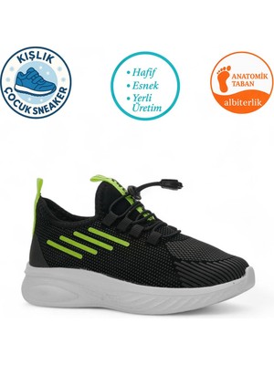 Albishoes Unisex Çocuk Bağcıksız Lastikli Hafif Rahat Mevsimlik Kışlık Su Itici Okul Günlük Sneaker