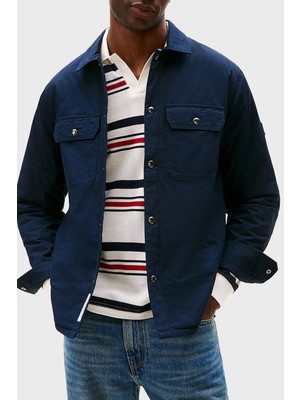 Tommy Hilfiger Logolu % 100 Pamuk Regular Fit Gömlek Ceket Erkek Gömlek Ceket MW0MW40611 Dw5