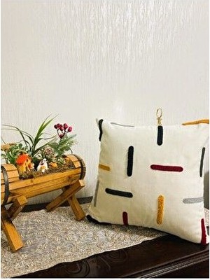 Hd Home Collection Keten Kumaş Çizgi Desen Punch Kırlent Kılıfı (Panç)