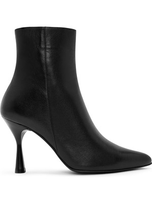 Kadın Siyah Fermuarlı Ince Topuklu Deri Bot 25WFD131218