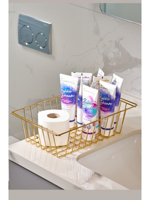 Altın Dikdörtgen Sepet Şık Çok Amaçlı Dolap Düzenleyici Organizer