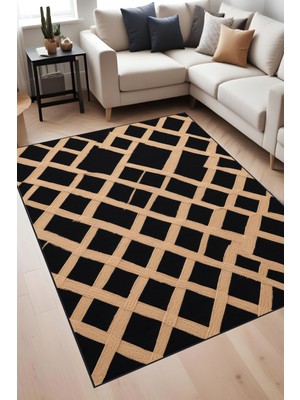 Dijital Baskı Jüt Görünüm Geometrik Desen Dekoratif Makinada Yıkanabilir Salon Koridor Yolluk Halısı