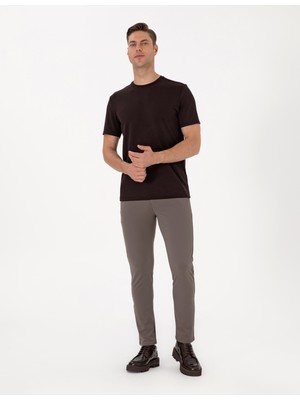 Pierre Cardin Erkek Vizon Slim Fit Beli Lastikli Kordonlu Jogger Kanvas Pantolon 50317281-VR052