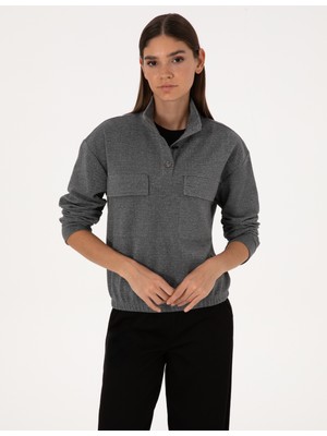 Pierre Cardin Kadın Gri Oversize Sweatshirt 50309089-VR024