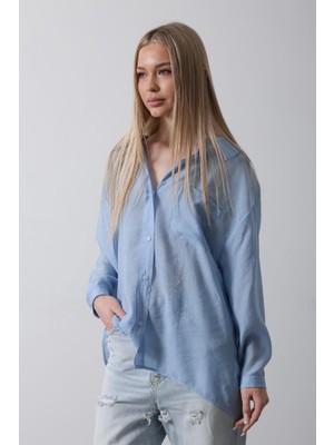 Cepli Oversize Gömlek - Koyu Mavi