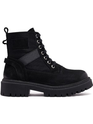 Kadın Siyah Fermuarlı Deri Postal Bot 25WFD413114