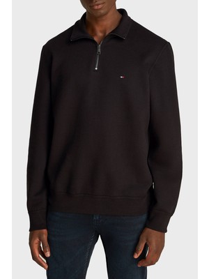 Tommy Hilfiger Logolu Pamuklu Regular Fit Yarım Fermuarlı Dik Yaka Polar Sweat Erkek Sweat MW0MW37233 Bds