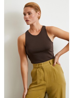 Basic Crop Top Kahve