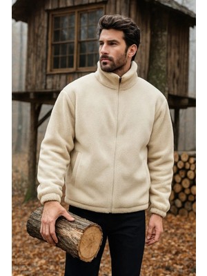 Ghassy Co. Erkek Pro Termal Iç Dış Sherpa Sonbahar Kış Tam Fermuarlı Peluş Sweatshirt