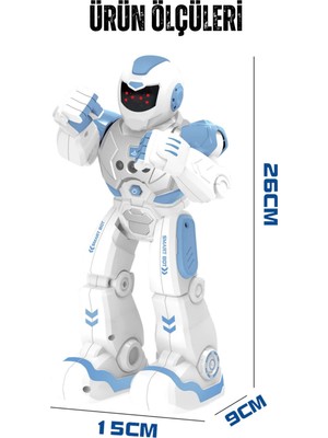 Oyuncak Uzaktan Kumandalı ve El Sensörlü Şarjlı LED Işık Moonwalk Yürüyen Akıllı Robot 19 Fonksiyon