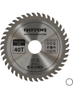 Daire Testere Bıçağı ROTOR 115*22,23 40T Ahşap kesme diski