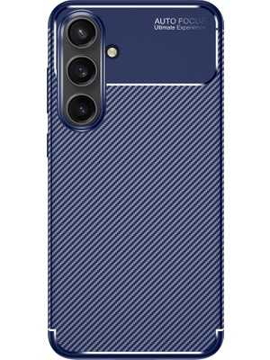 Adige Samsung Galaxy S25 Fe Kılıf Negro Karbon Fiber Dizayn Silikon + Ekran Koruyucu