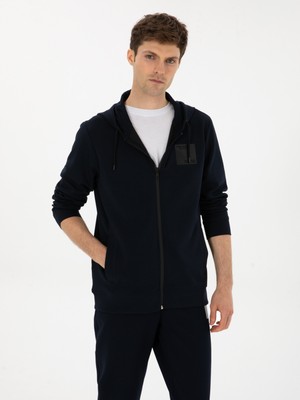 Cacharel Erkek Lacivert Regular Fit Pamuk Karışımlı Tam Fermuarlı Sweatshirt 50311630-VR033