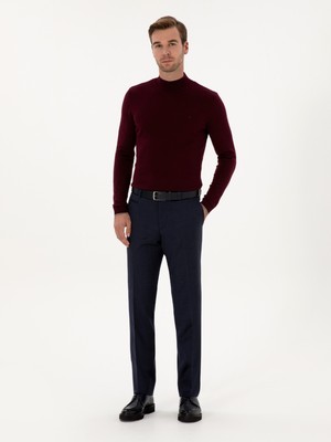Cacharel Erkek Bordo Slim Fit Pamuk Karışımlı Yarım Balıkçı Yaka Triko Kazak 50318677-VR014