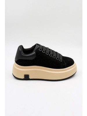 Guja Kadın Kalın Taban Süet Deri Günlük Spor Ayakkabı  GJ361 - Siyah - 36
