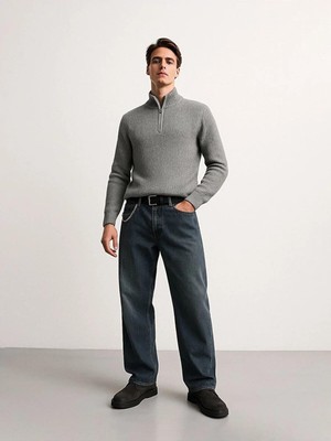 LTB Hoyepo-X Erkek Sweat Gri Renk Uzun Kol Cepsiz Regular Fit Düz Desen