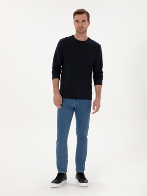 Cacharel Lacivert Regular Fit %100 Pamuk 3 İplik Bisiklet Yaka Sweatshirt 50318974 VR033
