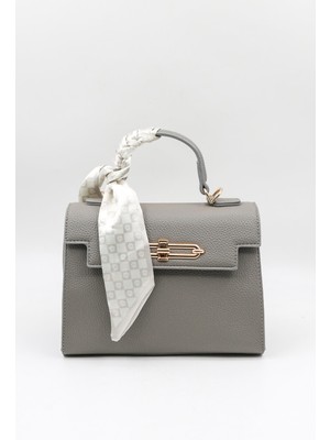 Kriste Bell Marka Ithal Fular Deyatlı Bayan Çanta KB7435 Gri