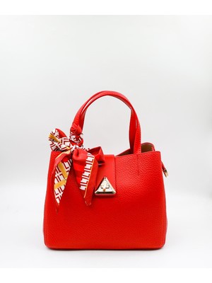 Kriste Bell Marka Ithal Fular Detaylı Klasik Bayan Çanta KB012 Kırmızı